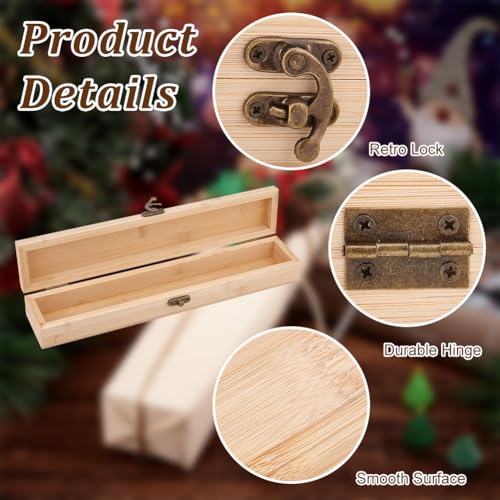 OLYCRAFT Unfinished Bamboo Wooden Storage Box with Hinged Lid - 12x2.2x1.8 Inch Rectangular Pencil and Branding Iron Box OLYCRAFT