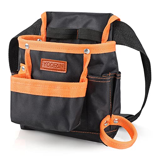 YOOFAN Tool Pouch - Tool Belt for Electrician Carpenter Construction Technician Gardening, Work Accessories for Men and Women, Orange YOOFAN