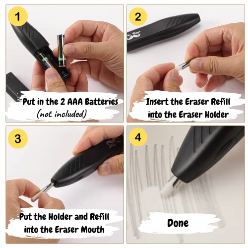 Mr. Pen- Electric Eraser Kit, 36 Eraser Refills and 1 Brush, Battery Operated Eraser for Artists, Electric Pencil Eraser, Drawing Mr. Pen