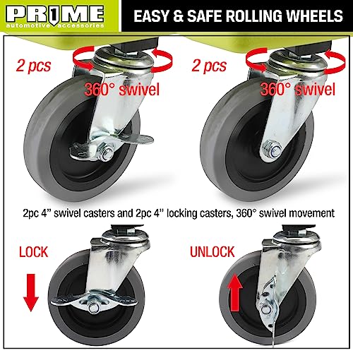 PR1ME Rolling Detailing Creeper Seat, Roller Mechanic Detailing Utility Seat, Rolling Mechanic Stool with Wheels, Removable Tool Trays Drawer, 300 Prime 1