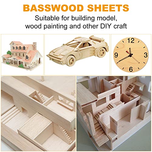 8 Pack 11.8 x 11.8 Inch Basswood Sheets 1/4 Inch Thick Square Plywood Sheets Unfinished Wood Sheets for Crafts DIY Project Mini House Building ZOFORTY