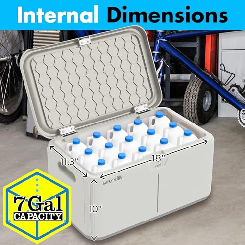 SereneLife Lockable Storage Box, 7 Gallon Capacity Storage Trunk with Combination Lock, Locking Container Bin for Organization SereneLife