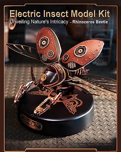 ROKR 3D Puzzles for Adults Electric Insect Metal Model Building Kit Desk Toys Hobby Kit for Adults Gift for Teens (Rhinoceros Beetle) ROKR