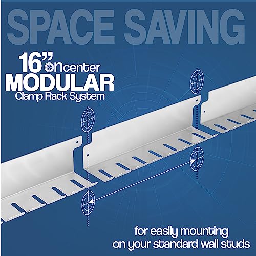 Bar/Parallel Clamp Modular Clamp Rack • Easy and Quick to Align • Pre-Drilled 16 inch on Center • 3 Pack Fulton Woodworking Tools
