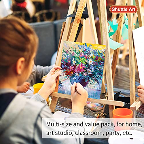 Shuttle Art Painting Canvas Panels, 36 Pack, 5x7, 8x10in (18 of Each), 100% Cotton, Primed White Canvas Boards for Painting, Blank Canvases for Kids, Shuttle Art