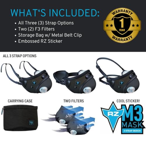RZ Mask - M3 Mesh Mask - Internationally Patented 3-Strap Design - Woodworking, Landscaping, DIY, Dust, Pollen - M/L/XL (Fits Most) RZ Mask