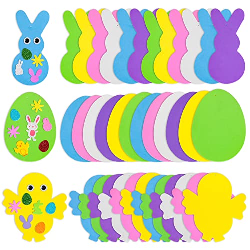 Max Fun 302pcs Foam Stickers Set DIY Egg Chick Easter Decorations for Kids Crafts Party Favors Supplies (Easter Egg+Bunny+Chicks) Max Fun