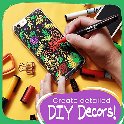 Extra Fine Tip Liquid Chalk Markers (10 Pack) with Gold & Silver - Dry Erase Marker Pens for Blackboard, Windows, Chalkboard Signs, Bistro - 1mm Tip Chalkola