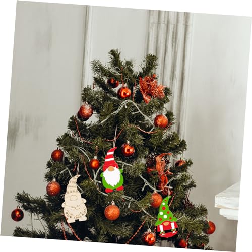 VOSAREA 40pcs Dwarf Wood Chips Wood Gnome Hanging Ornament Unfinished Wooden Gnomes Unfinished Wood Gnome Xmas Wood Cutouts Unfinished Wood Cutouts VOSAREA