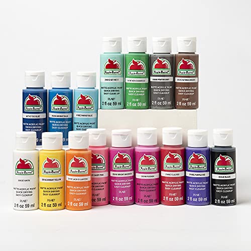 Apple Barrel Acrylic Paint Set (2-Ounce), Best Colors Count, 32 Fl Oz (Pack of 16) Apple Barrel
