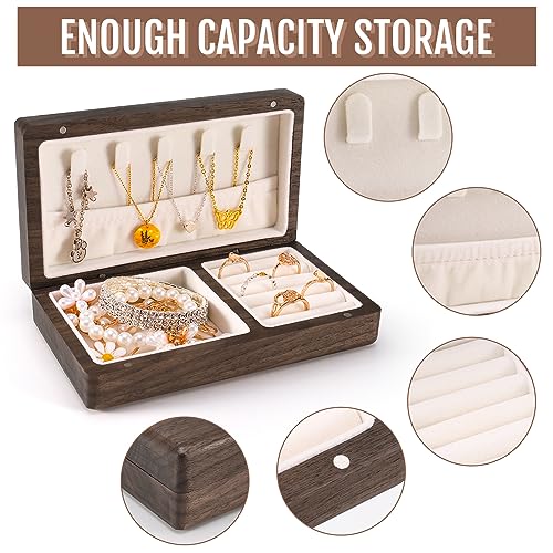 Zhamate Personalized Jewelry Box for Women, Custom Wooden Jewelry Box with Date & Name Rustic Wood Jewelry Organizer Mother's Day Gift for Mother, Zhamate