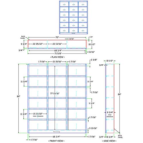 Bowery Hill 84" Tall Triple Wide Wood Bookcase with 18 Adjustable Shelves in Dry Oak Bowery Hill