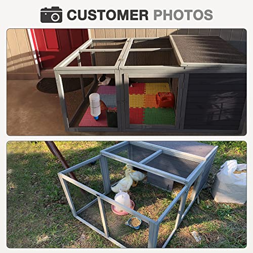 MEDEHOO Chicken Coop Large Wooden Rabbit Hutch Indoor Outdoor with 2 Living House ANG PVC Layer for Chicken, Hutch, Ducks MEDEHOO