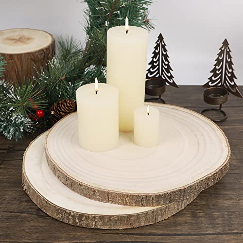 Prsildan 4 Pcs Large Natural Wood Slices, 11-12.5 Inches Unfinished Wood Centerpieces for Tables, DIY Round Rustic Wooden Circle Crafts for Wedding Prsildan