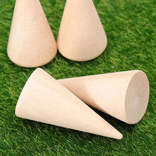 Craft Cones Bamboo Cones 10pcs Natural Wood Cone Ring Holders Unpainted Cone Wood Jewelry Display DIY Craft Wooden Cone for DIY Projects Arts Crafts EXCEART