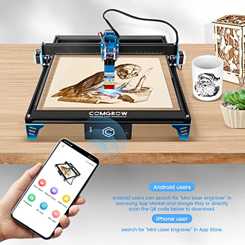 Comgrow Z1 Laser Engraving Machine 5W Output Power, Laser Cutter and Engraver Machine 24V Compressed Spot 10000mm/min with Eye Protection for Wood Comgrow