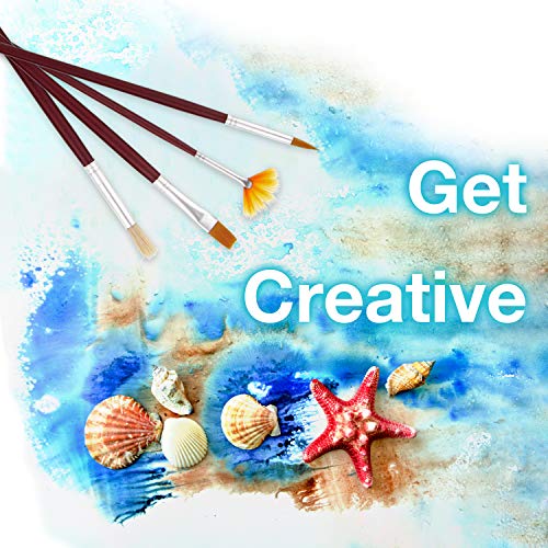 U.S. Art Supply 12-Piece Long Handle Nylon Hair & Bristle Artist Paint Brush Variety Set Red Handle U.S. Art Supply