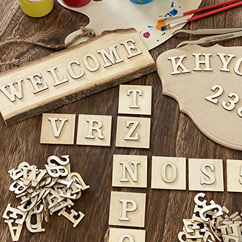 306 Pieces 1-1/4 Inch(1.25") Small Unfinished Wooden Letters and Wooden Numbers Decorative Font Alphabet Letters for Scrapbooking DIY Crafts Homemade Cregugua