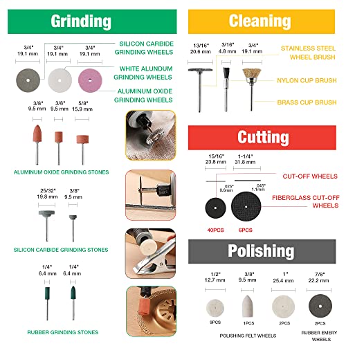 WORKPRO 306PCS Rotary Tool Accessories Kit, Fits Dremel Rotary Tool, 1/8" Shanks DIY Universal Fitment for Easy Cutting, Sanding, Grinding, Carving, WORKPRO