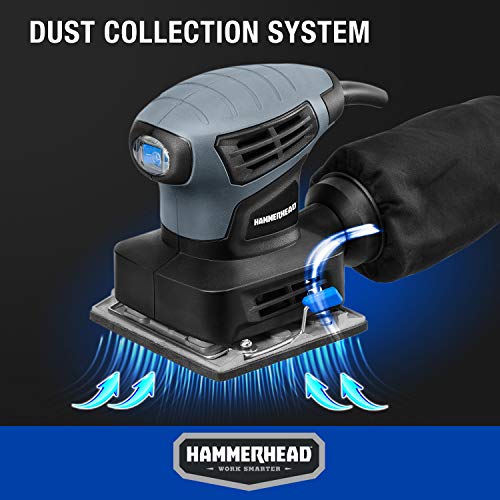 Hammerhead 2.0-Amp 1/4 Sheet Palm Sander with 12pcs Sandpaper– HAPS020 Hammerhead