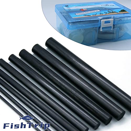FishTrip Fishing Rod Repair Kit Complete with Epoxy,10pcs Carbon Fiber Sticks Pole Building Kit, AB Glue, Wrapping Thread for Saltwater Freshwater FishTrip