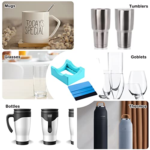 Silicone Cup Cradle with Built-in Slot for Crafts Use to Apply Vinyl Decals for Tumblers, Small Stand Cup Holder with Felt Edge Squeegee for HINGTAI