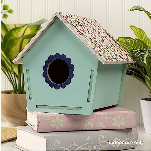 Plaid Birdhouse, Konnectz Unfinished, Easy to Assemble Wood Surface Perfect for DIY Arts and Crafts Projects, 61799 Plaid
