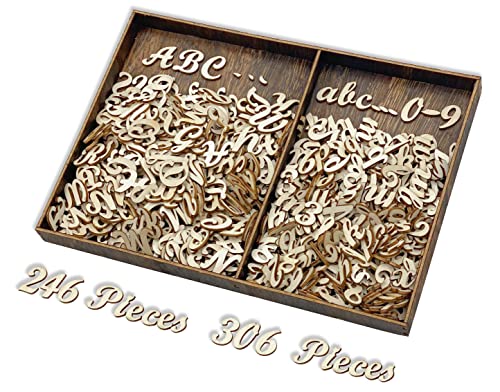 552 Pieces 0.75 Inch Mini Unfinished Wooden Letters Uppercase & Lowercase Unpainted Wooden Numbers Blank Wood Letters Storage for Scrapbooking Crafts Cregugua
