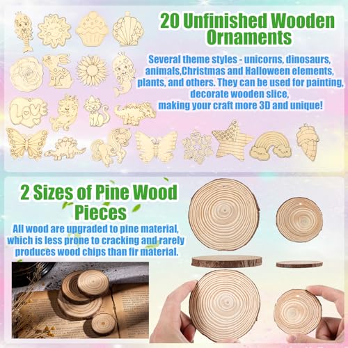 Christmas Wooden Arts and Crafts Kits for Kids Ages 8-12, 24 Wood Slices with Diamond Painting, DIY Creative Art Toys for Girls Boys, Arts&Crafts LATEEFAH