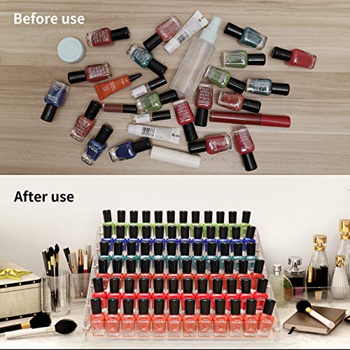 BTremary Clear Nail Polish Paint Organizer Holder Rack Shelf 6 Tier Acrylic Tattoo Ink Essential Oil Display Stand Holds Up to 56-96 Bottles. BTremary