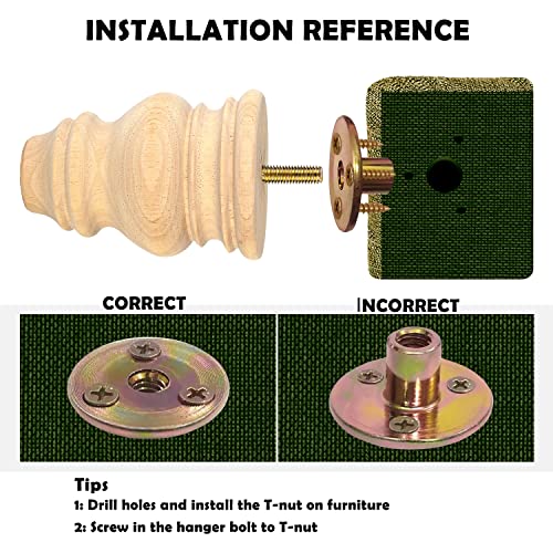 Michanco 4 Inch Unfinished Bun Feet for Couch Sofa Cabinet Ottoman DIY Wood Furniture Legs Set of 4 Michanco
