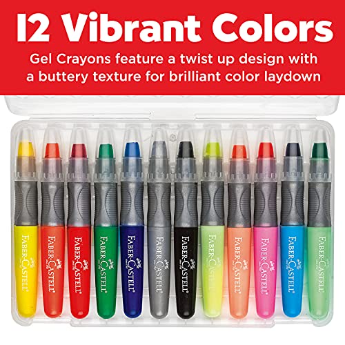 Faber-Castell Gel Crayons - 12 Vibrant Colors In Durable Storage Case Faber-Castell