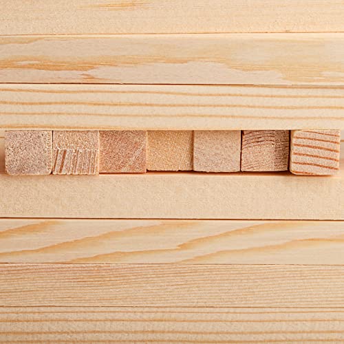 Elsjoy 50 Pack Square Wooden Dowel Rod, 1/2 x 12 Inch Unfinished Pine Wood Sticks, Natural Long Dowel Strips Wood Sticks for Woodcraft, Model, DIY Elsjoy