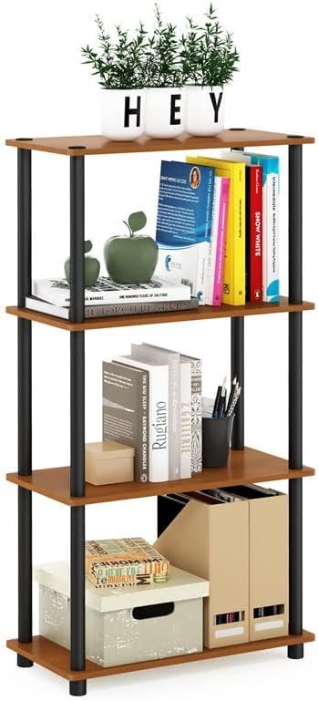Furinno 4-Tier Multipurpose Display Rack in Light Cherry/Black Furinno
