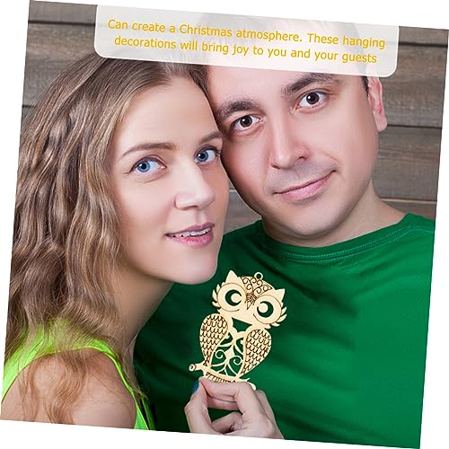 VILLCASE 75 Pcs owl Wood Chips Flowers for Crafts Micro Garden Animal Statue Wood Slices Unfinished Wood Crafts bass Wood Owl Charm Pendant Wood VILLCASE