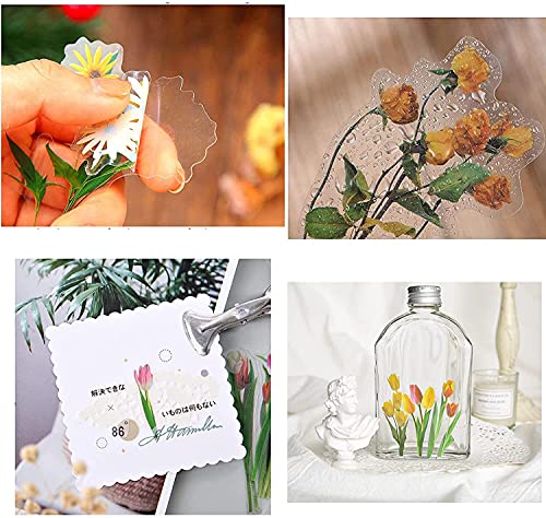 80 Pieces Natural Flower Stickers for Scrapbooking, Self-Adhesive Scrapbooking Stickers Supplies Journal Stocking Stuffers for Adult Card Making Pengxiaomei
