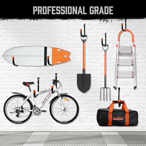 HORUSDY 6 Pack Garage Hooks, Utility Hooks, Garage Hooks Heavy Duty Wall Hooks (Large - 8 inch) HORUSDY