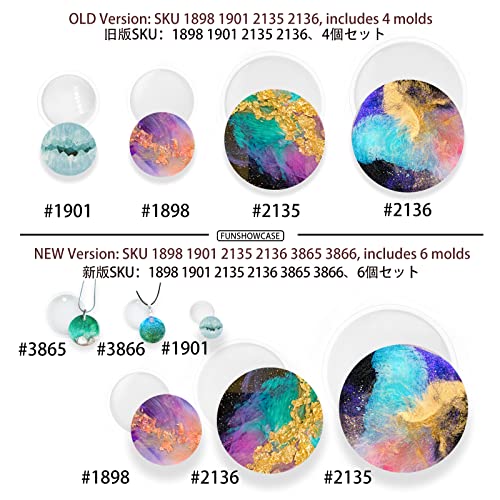 Round Coaster Resin Epoxy Silicone Molds 6-Bundle 2 Disc Circle Tray with Hole Jewelry Casting Necklace Pendant Keychain Charms FUNSHOWCASE