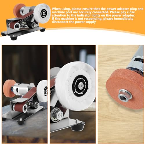 Mini Belt Sander, 15° Electric Knife Sharpener Bench Grinder Sanding Machine, 7 Adjustable Speed Electric Belt Grinder, Low Noise Cutter Sharpener Tzdxfgl