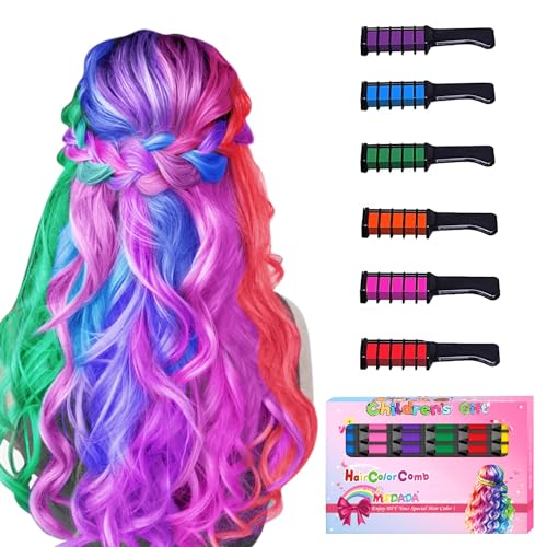 New Hair Chalk Comb Temporary Hair Color Dye for Girls Kids, Washable Hair Chalk for Girls Age 4 5 6 7 8 9 10-12 Birthday Christmas Cosplay Hair DIY MSDADA
