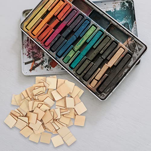 Operitacx 100pcs Square Wood Chips Square Wooden Chip Kids DIY Wood Slices Unfinished Wood Tag Wood Squares Wood Blanks for Crafts Blank Labels Solid Operitacx