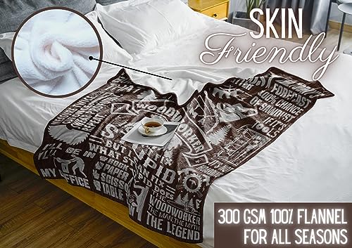 Woodworking Gifts Blanket for Woodworker, Man, Women - 50" x 65" Throw, Flannel Blanket - Birthday Gifts for Wood Lovers - Stupid Huglanket