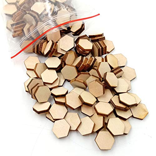 Healifty 200pc Blank Square Wood Plaque Hand Decor Unfinished Wooden Slices Wooden Cutouts for Painting Honeycomb Wood Cutout Wood Hexagon Gift Healifty