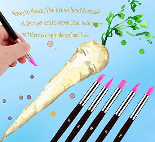 Sdanart Professional Silicone Rubber Tip Paint Pens Brushes,5pcs Silicone Paint Brush,Silicon Color Shapers Brushes,Rubber Paint Brush,Silicone Sdanart