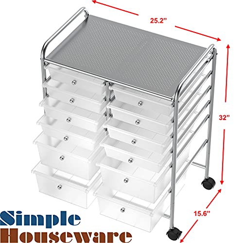 SimpleHouseware Utility Cart with 12 Drawers Rolling Storage Art Craft Organizer on Wheels Simple Houseware