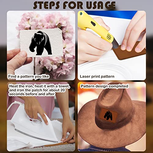 20 Pcs Rectangle Leatherette Hat Patches with Adhesive, Rustic Leatherette Custom Patches Faux Blank Leather Patches for Hats, Custom Fabric Repair HINGTAI