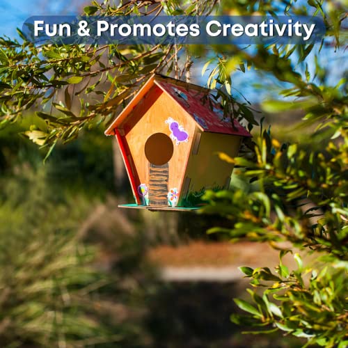 15 DIY Bird House Kits For Children to Build - Wood Birdhouse Kits For Kids to Paint - Unfinished Wood Bird Houses to Paint for Kids - Wood Craft CRAFTY HAPPITOYS