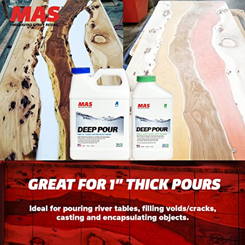 MAS Epoxies Deep Pour Epoxy Resin Kit - Crystal Clear, Slow Curing Epoxy Resin for Casting, River Tables, Encapsulating, Live Edge Slabs, Molds, MAS