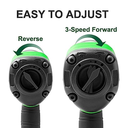 Dotool Air Impact Gun 1/2" Drive 880 ft-lbs with 3/8" Air Ratchet Wrench 50 ft-lbs Pneumatic Impact Wrenc 7800RPM Pneumatic Aluminum 160 RPM Dotool