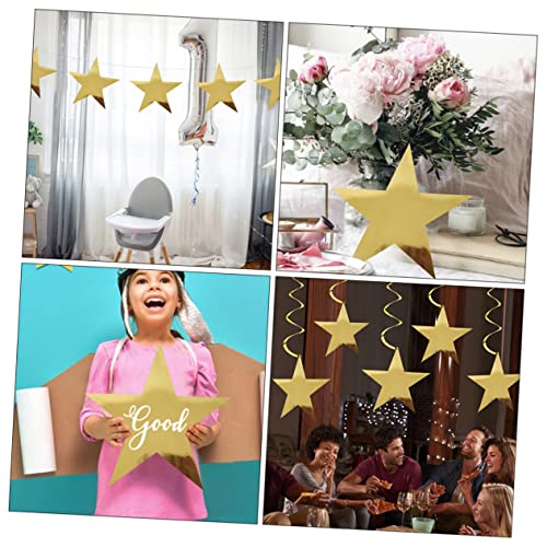 VOSAREA 20pcs Holiday Decorations Star Garland Metal Wreath Gold Trim Glitter Star Cutouts Hanging Glitter Paper Stars Gold Star Hanging Decor Paper VOSAREA